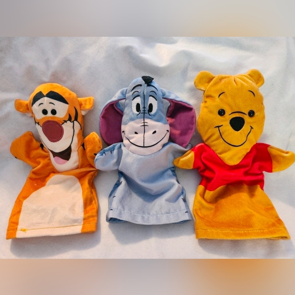 Disney Winnie the Pooh Melissa & Doug Hand Puppets Eeyore Tigger Set Plush Soft